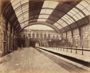 Interior of High Street Kensington Station  London  1868.