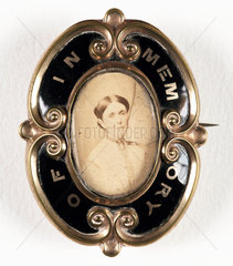 Photographic memorial brooch  c 1880.