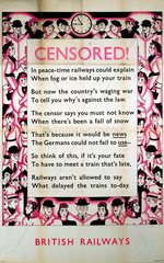 ‘Censored! ‘  GWR/LNER/LMS/SR poster  1939-1945.