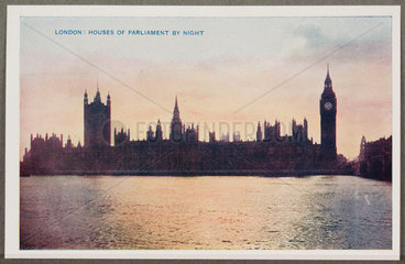 'London: Houses Of Parliament By Night'  c 1914.