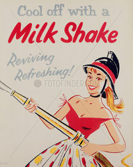 ‘Cool off with a milk shake’  poster  1950s.