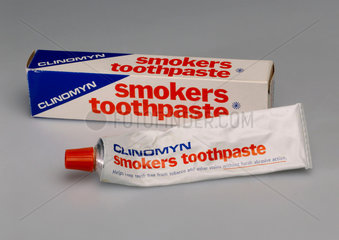 Tube of Clinomyn smokers toothpaste with box  1971-1975.