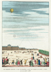 First hydrogen gas balloon launch  Paris  27 August 1783.