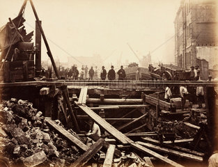 Construction of the Metropolitan District Railway  London  c 1868.