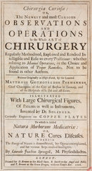 Frontispiece to 18th century book on surgery  1706.