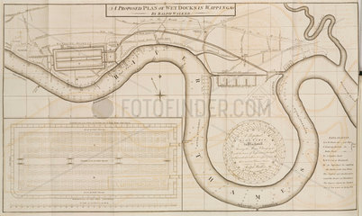 Ralph Walker’s proposed plan of Wet Docks in Wapping  London  1796.