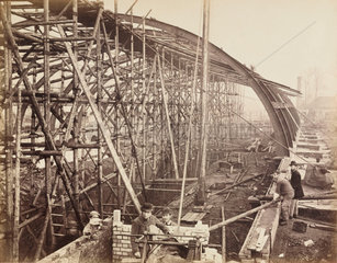Construction of Gloucester Road Station  London  c 1867.