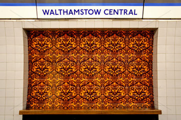 William Morris tiles  Walthamstow Central tube station  London  2005.
