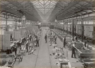 Building wagons at Doncaster works  South Yorkshire  c 1916.