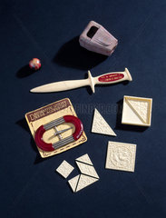 Objects made from cellulose acetate  c 1930s-1940s.