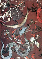 Painting of the Moon and a dragon  China  early 1st century BC.