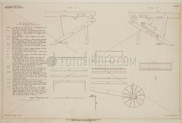 Patent drawing of Hargreaves’ Spinning Jenny  1770.
