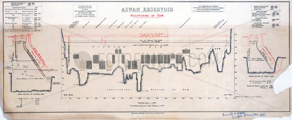 Plans for raising the height of the Aswan Dam  Egypt  1907.