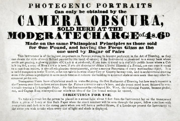 Camera obscura advertisement  c 1819.