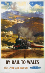 'By Rail to Wales'  BR poster  c 1960.