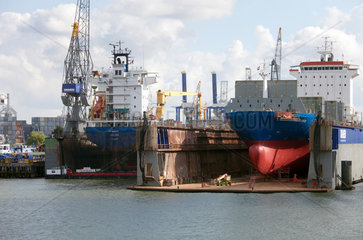 Rotterdam  Niederlande  ein Containerschiff liegt im Trockendock vom Hafen Rotterdam