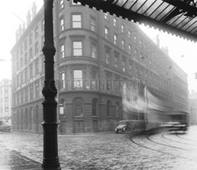 View from the forecourt of Manchester Central Station  29 October 1929.