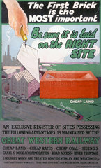 'The First Brick is the Most Important'  GWR poster  1923-1947.
