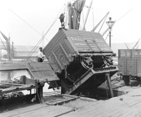 Wagon being tipped at Poplar Dock  London  22 June 1898.