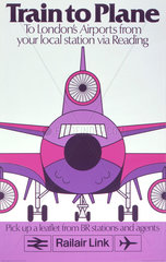 'Train to Plane'  BR poster  c 1980s.