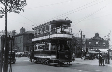 Edgeley double deck electric tram.