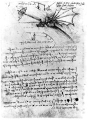 Designs for a flying machine  Leonardo da Vinci’s notebook  1470-1520.