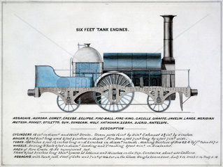 'Six Feet Tank Engines'  steam locomotive  1857.