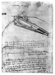 Design for a flying machine  by Leonardo da Vinci  late 15th century.