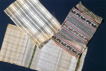 Three patterned samples of artificial silk  c 1883.