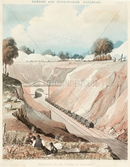 'The entrance to the tunnel at Watford  London & Birmingham Railroad'  1837.