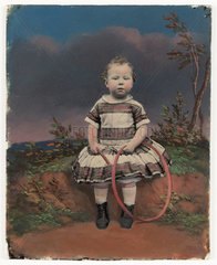 Little girl with a hoop  c 1860.