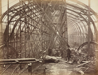 High Street Kensington Station under construction  London  c 1867.