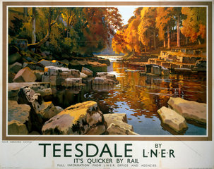 'Teesdale  it's quicker by rail'  LNER poster  c 1930s.