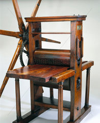 Geared roller copper plate printing press  18th century.