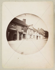 Village street with public house  c 1890s.