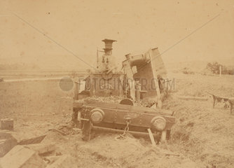 Locomotive derailed at Lydney  Gloucestershire  25 November 1852.