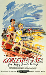 'Gorleston-on-Sea  for Happy Family Holidays'  BR poster  1957.