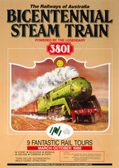 'Bicentennial Steam Train’. railway poster  1988.