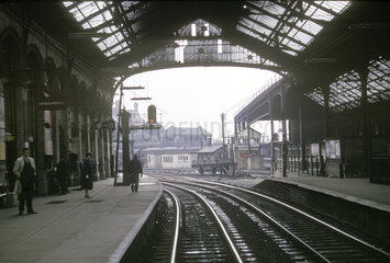 'Up line No 9 platform'  Preston station  Lancashire  1964.