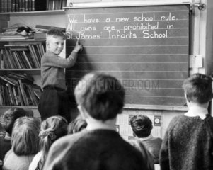 No-gun rule at primary school  Congleton  Cheshire  March 1966.