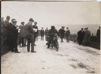 Motorcycle at a trials event  c 1912.