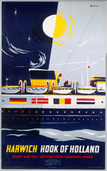 'Harwich - Hook of Holland'  BR poster  1963.