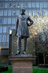 Robert Stephenson statue at Euston Station  London  31 March 2004.