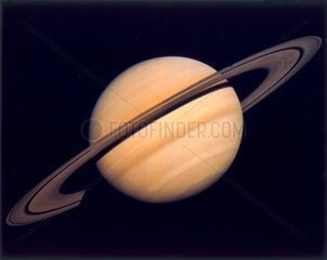 Saturn and its rings  photographed by Voyager 1  1980.