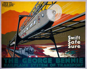'The George Bennie Railplane’  LNER poster  1930s.