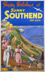 'Sunny Southend-on-Sea'  LNER/LMS poster  c 1940s.