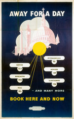 ‘Away for a Day - Book Here & Now’  BR(ER) poster  1949.
