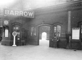 Ticket office at Barrow Station  Cumbria  11 February 1930.