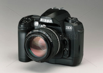 Rear view of the Nikon D100 digital SLR camera  2002.