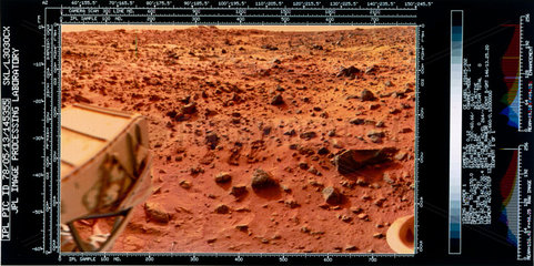 Close-up view of the Martian landscape from the Viking 1 Lander  1976.